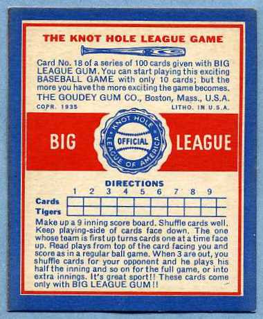 1935 Goudey Knot Hole League Game